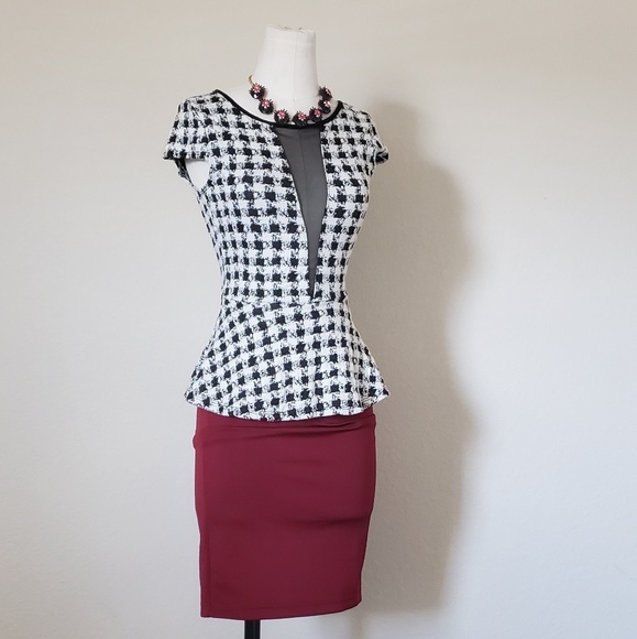 3 for $20 Black and White peplum top - Picture 2 of 3